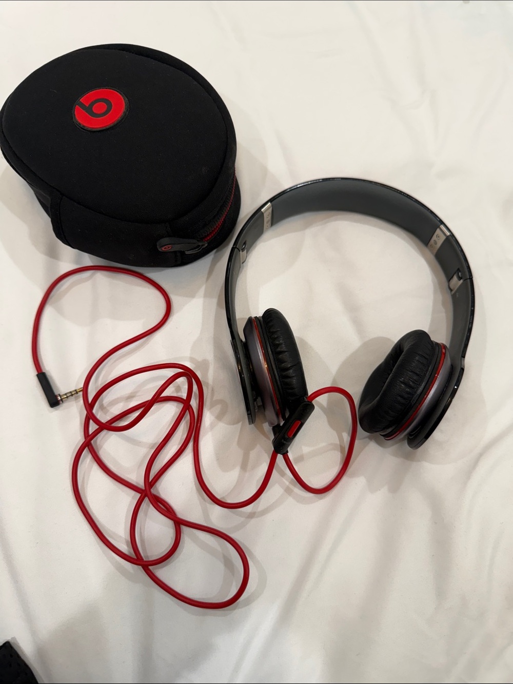 Beats by Dre On-Ear Headphones in Black with Red Cable